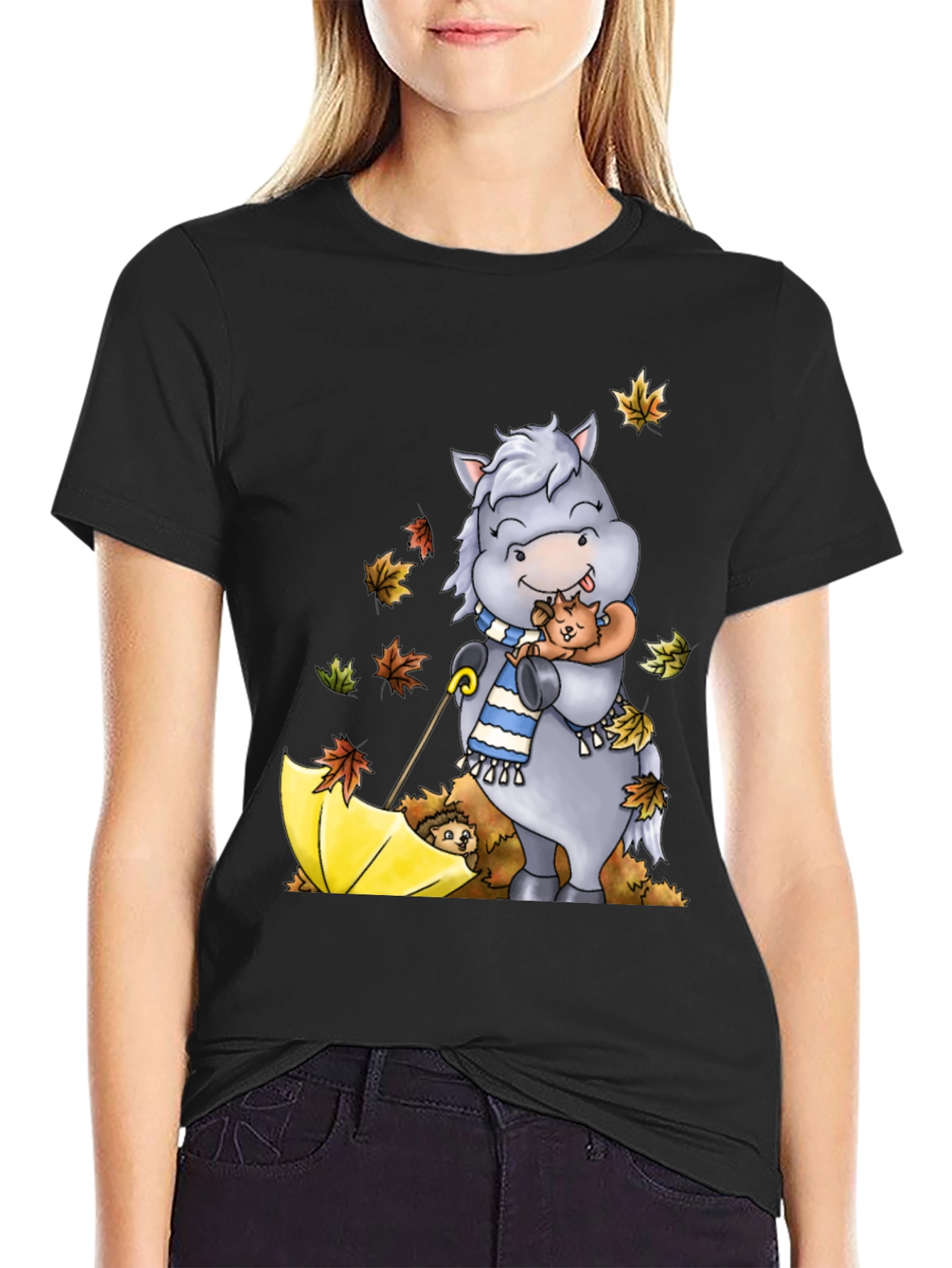 Cute Horse & Hedgehog Fall T-Shirt