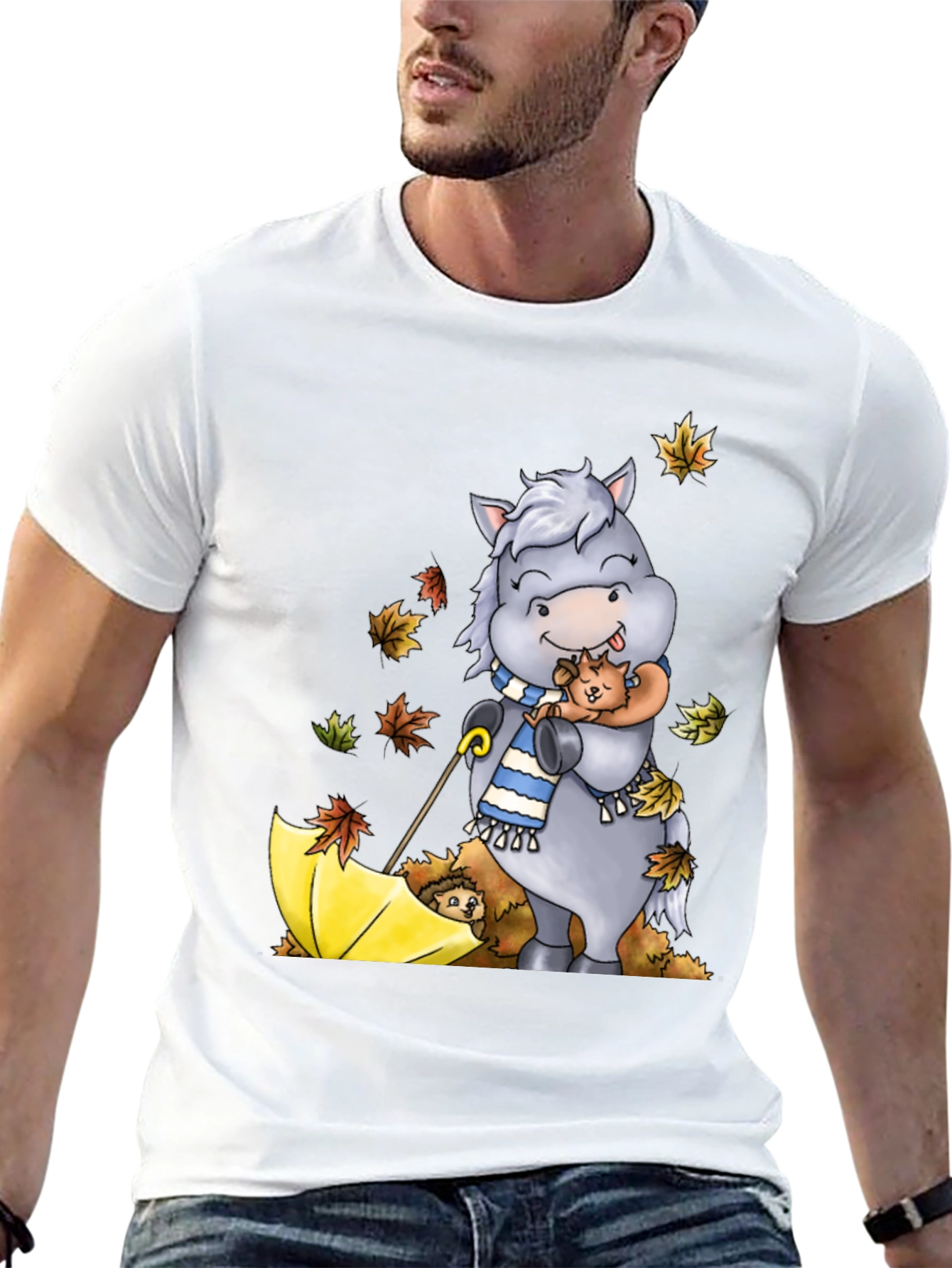 Cute Horse & Hedgehog Fall T-Shirt