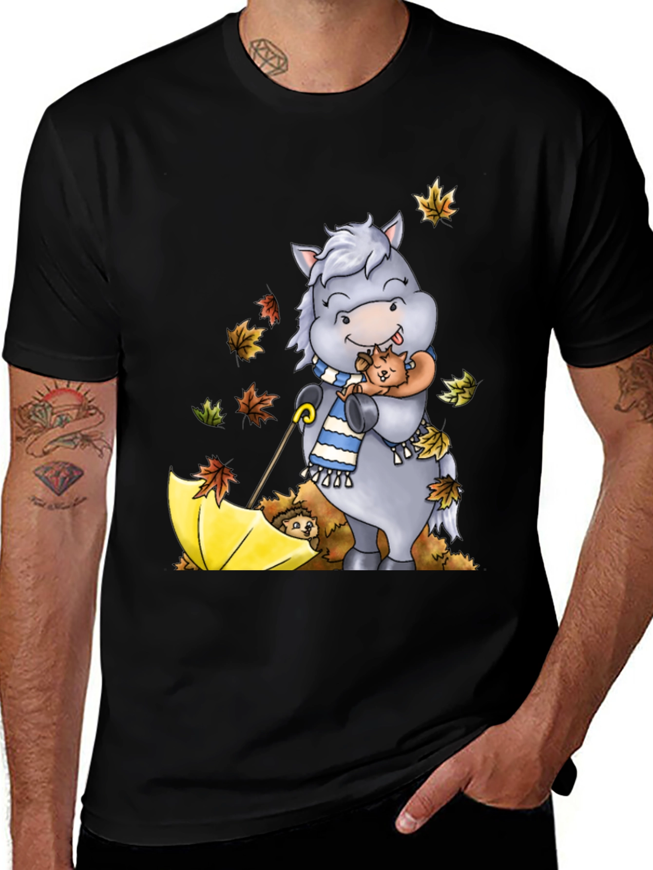 Cute Horse & Hedgehog Fall T-Shirt