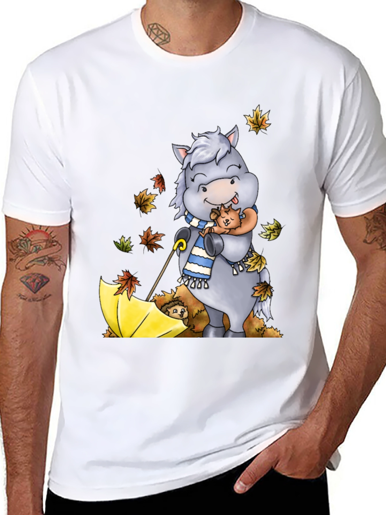 Cute Horse & Hedgehog Fall T-Shirt