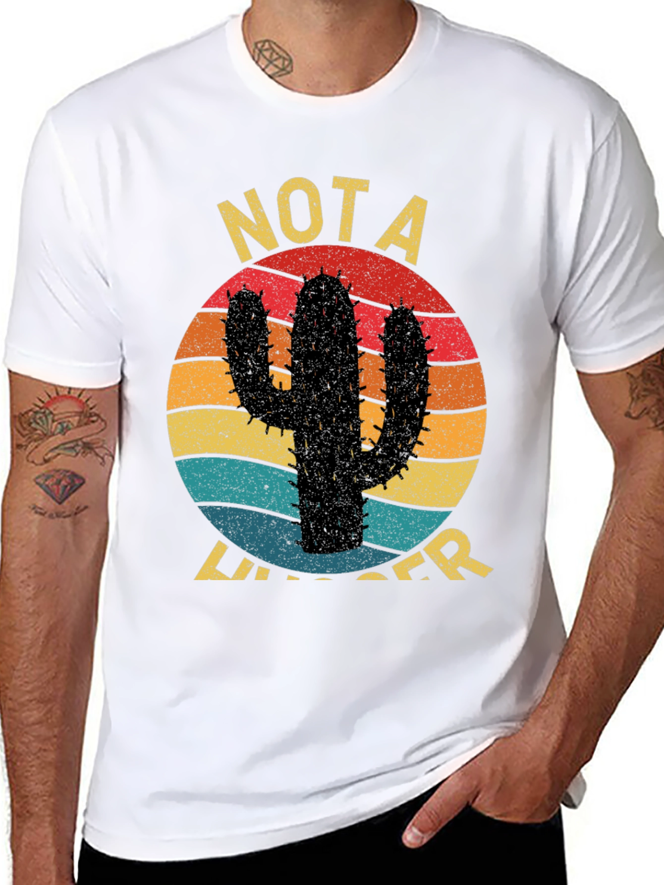 Funny Cactus Graphic Tee - Not a Hugger T-Shirt