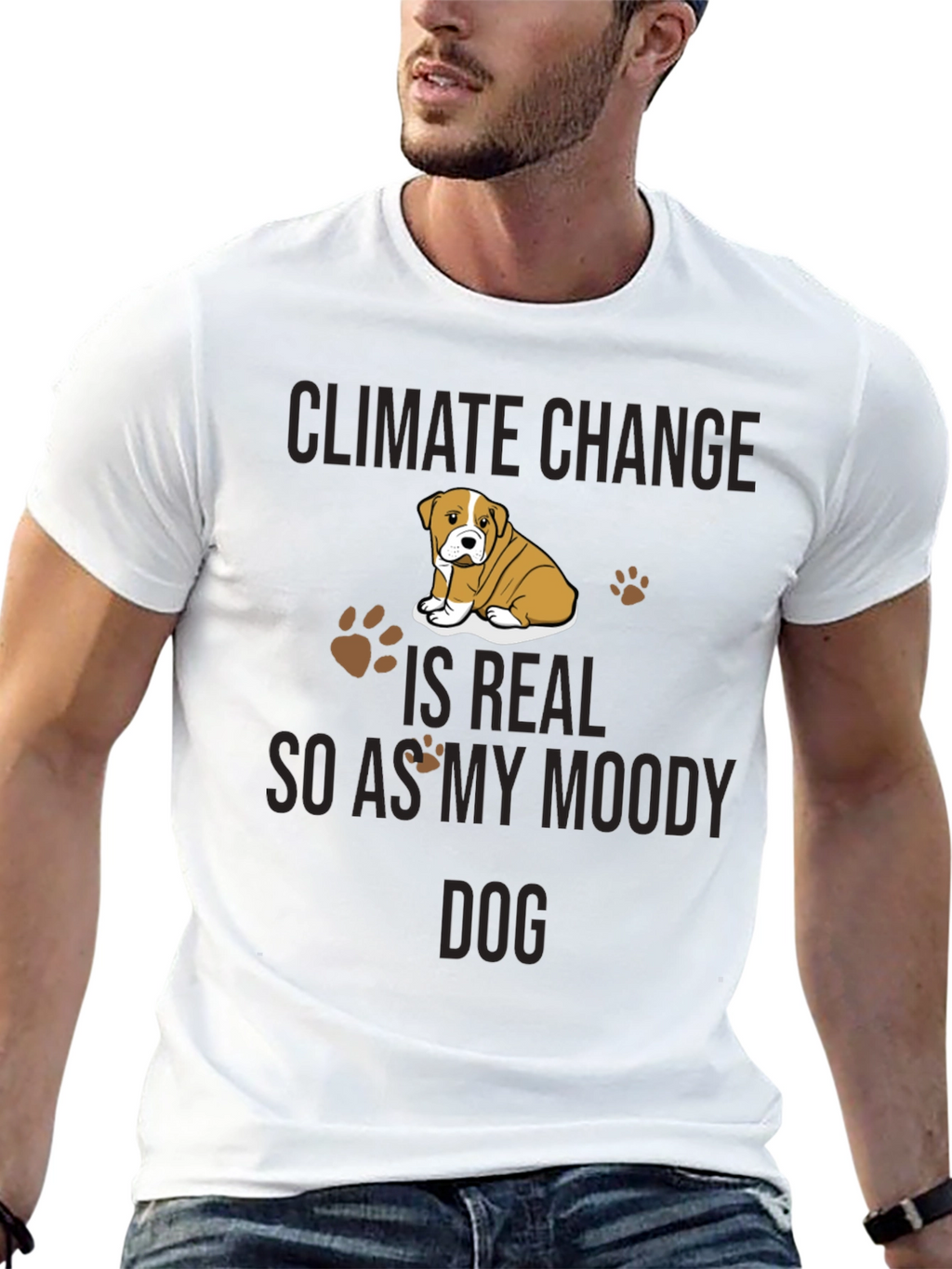Climate Change Moody Dog Graphic T-Shirt