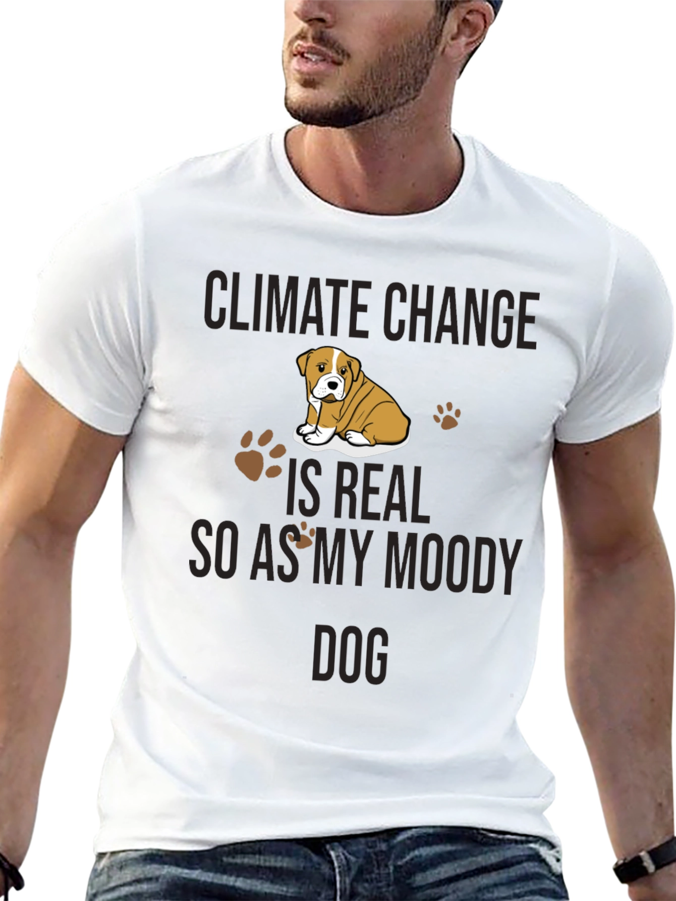 Climate Change Moody Dog Graphic T-Shirt