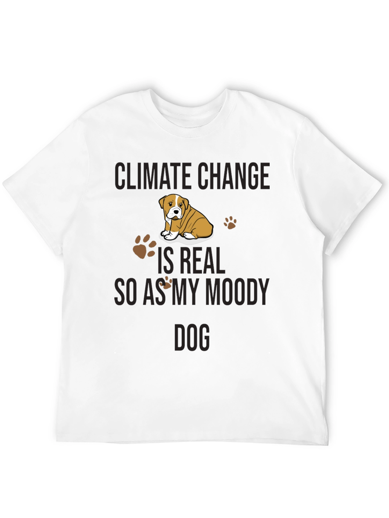 Climate Change Moody Dog Graphic T-Shirt