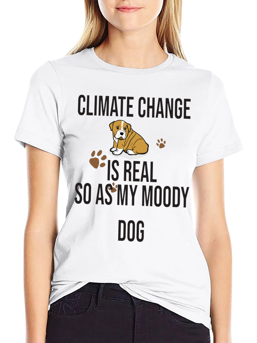 Climate Change Moody Dog Graphic T-Shirt