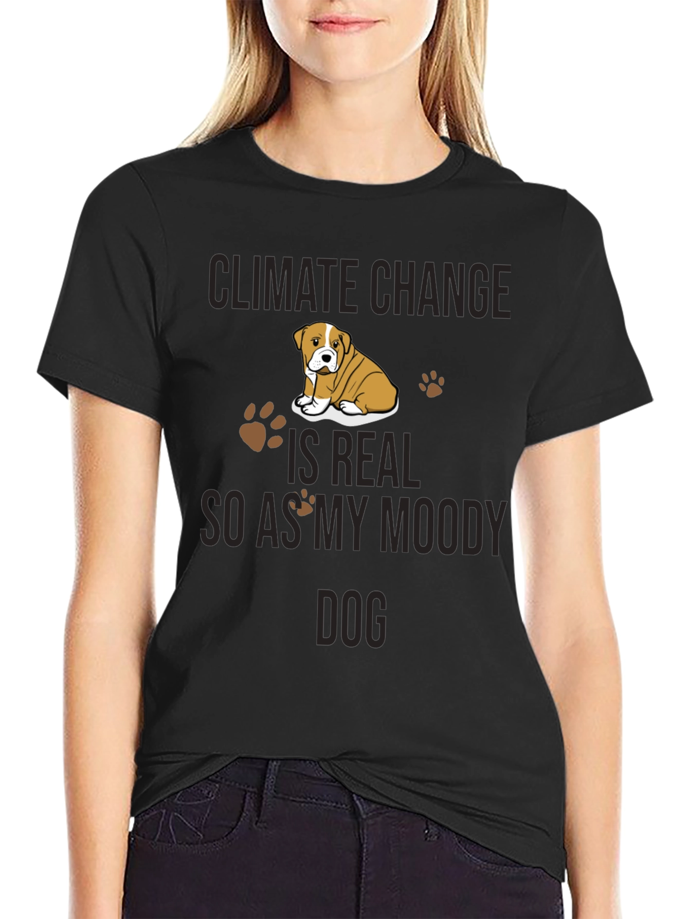 Climate Change Moody Dog Graphic T-Shirt
