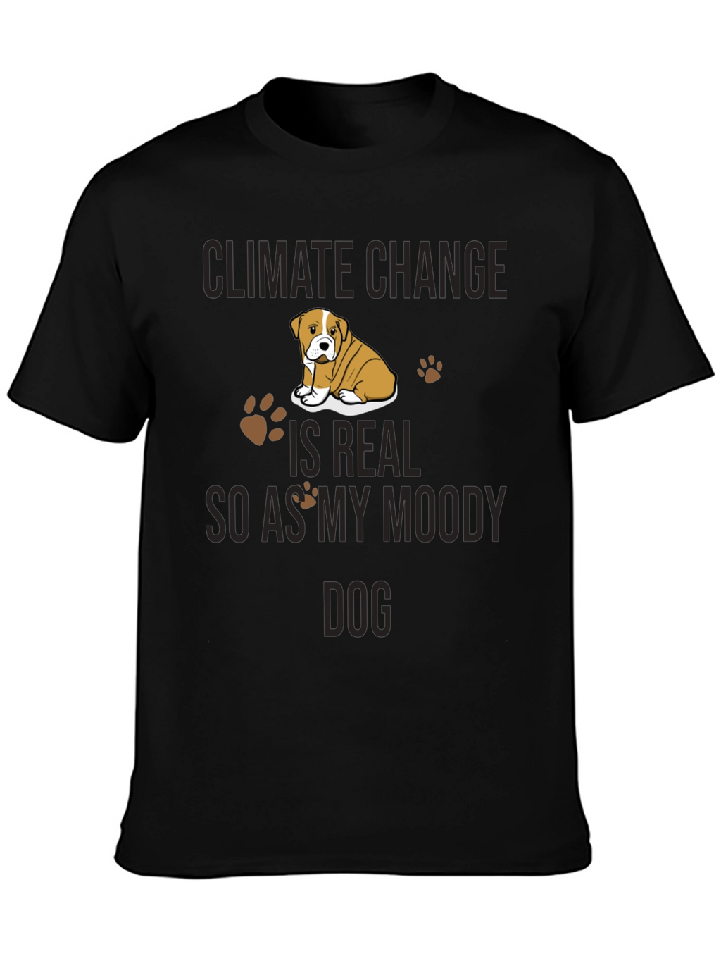 Climate Change Moody Dog Graphic T-Shirt
