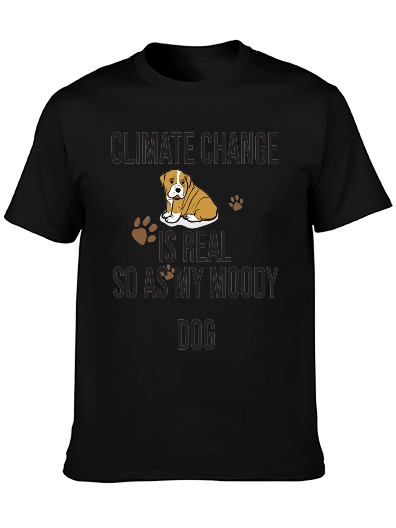 Climate Change Moody Dog Graphic T-Shirt
