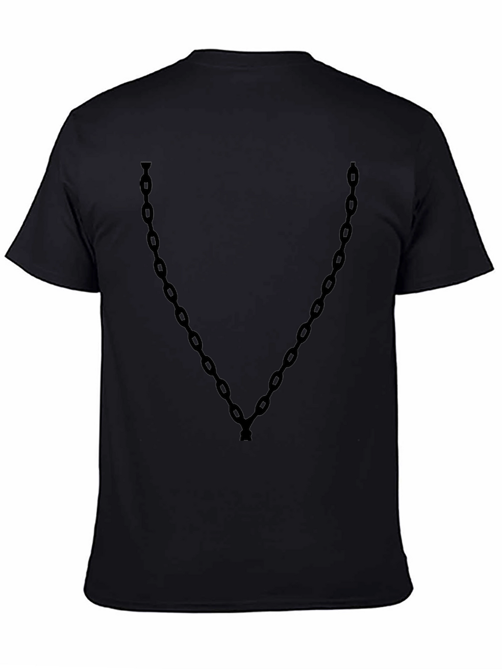 Mens Black T-Shirt with Chain Print