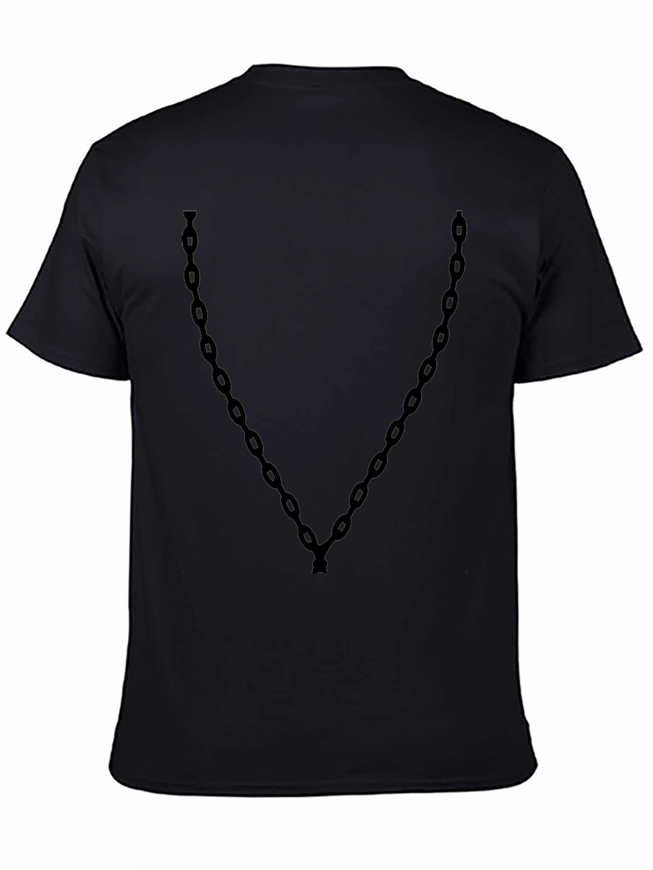 Mens Black T-Shirt with Chain Print