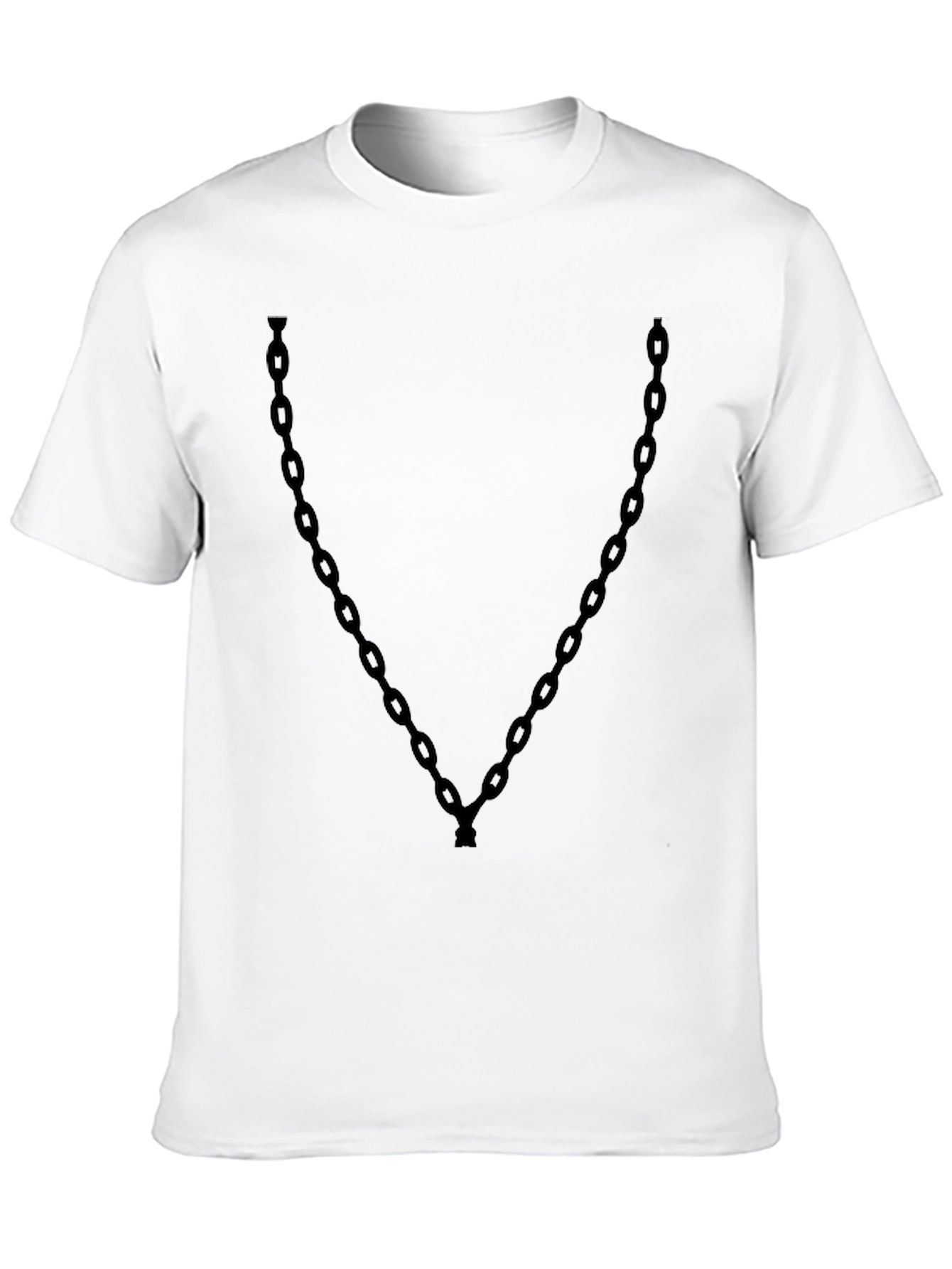 Mens Black T-Shirt with Chain Print