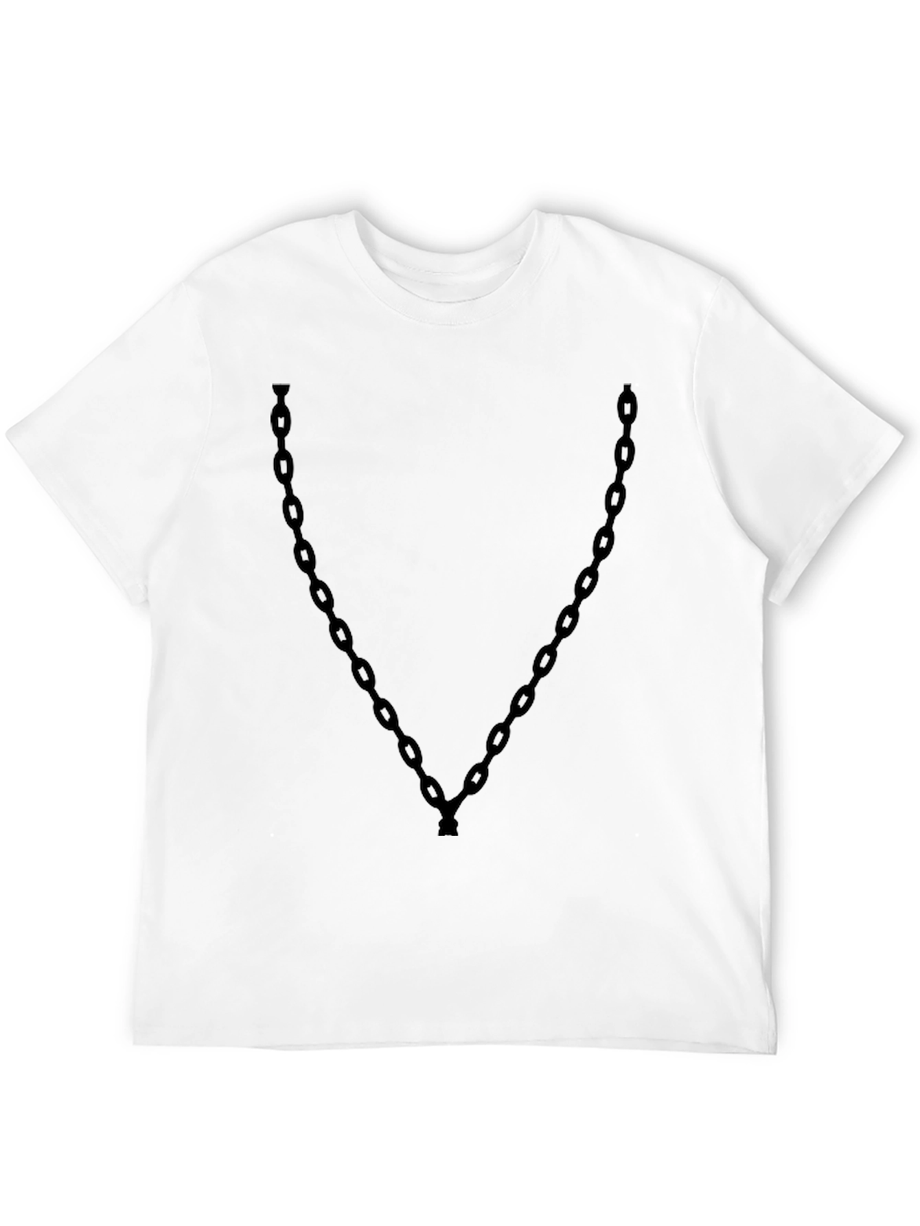 Mens Black T-Shirt with Chain Print