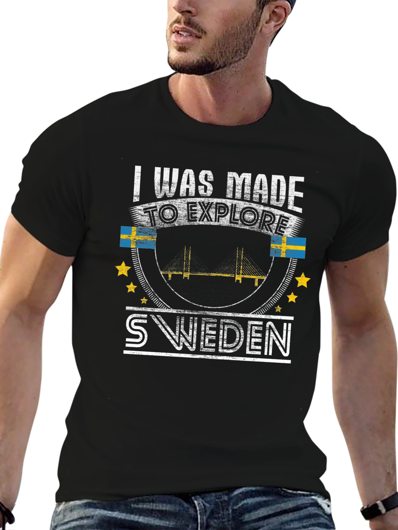 Sweden Explore T-Shirt - Black Graphic Tee