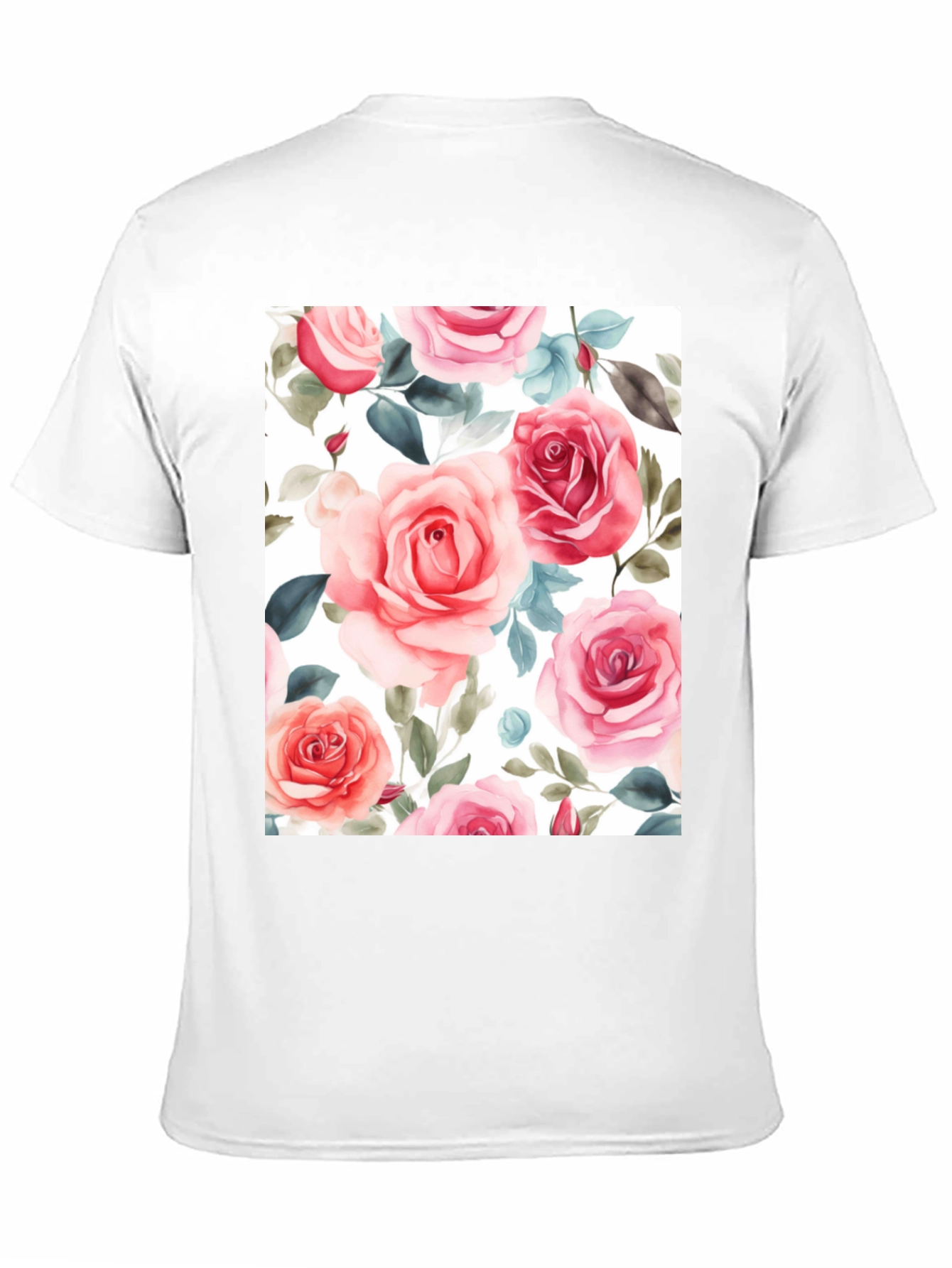 Floral Rose Print Black T-Shirt