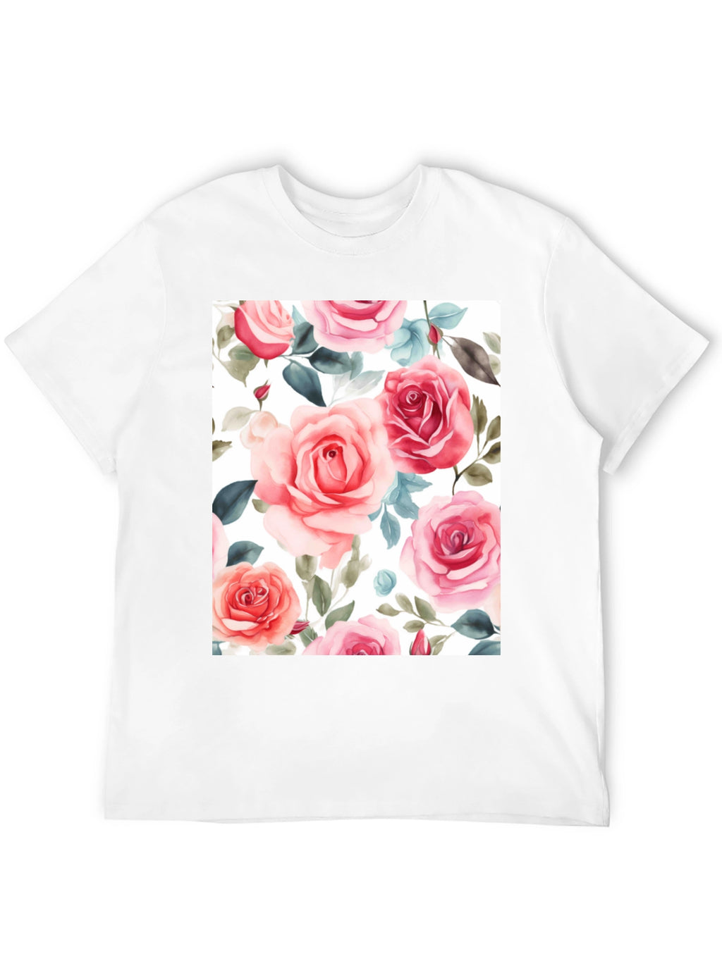 Floral Rose Print Black T-Shirt