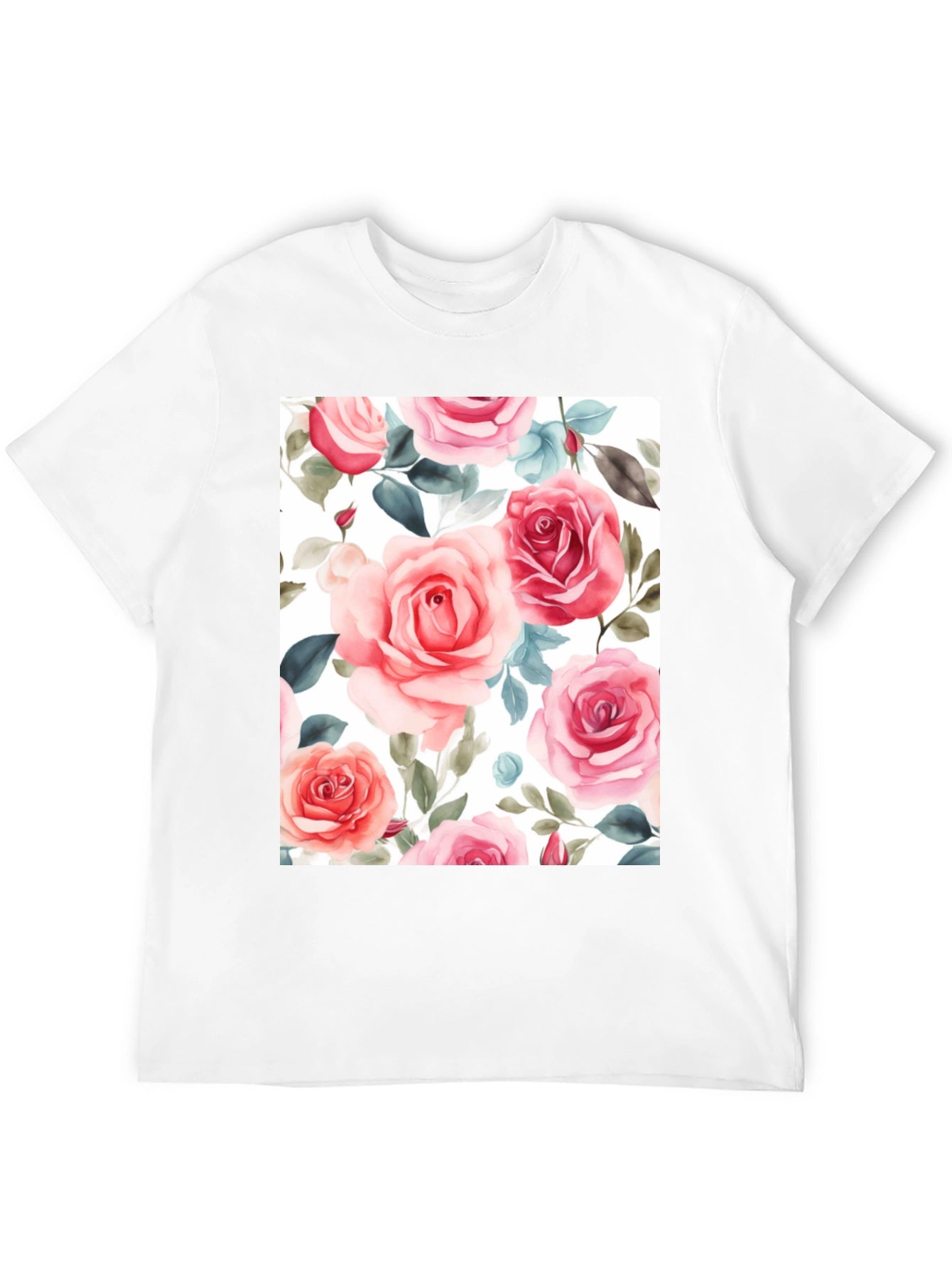 Floral Rose Print Black T-Shirt