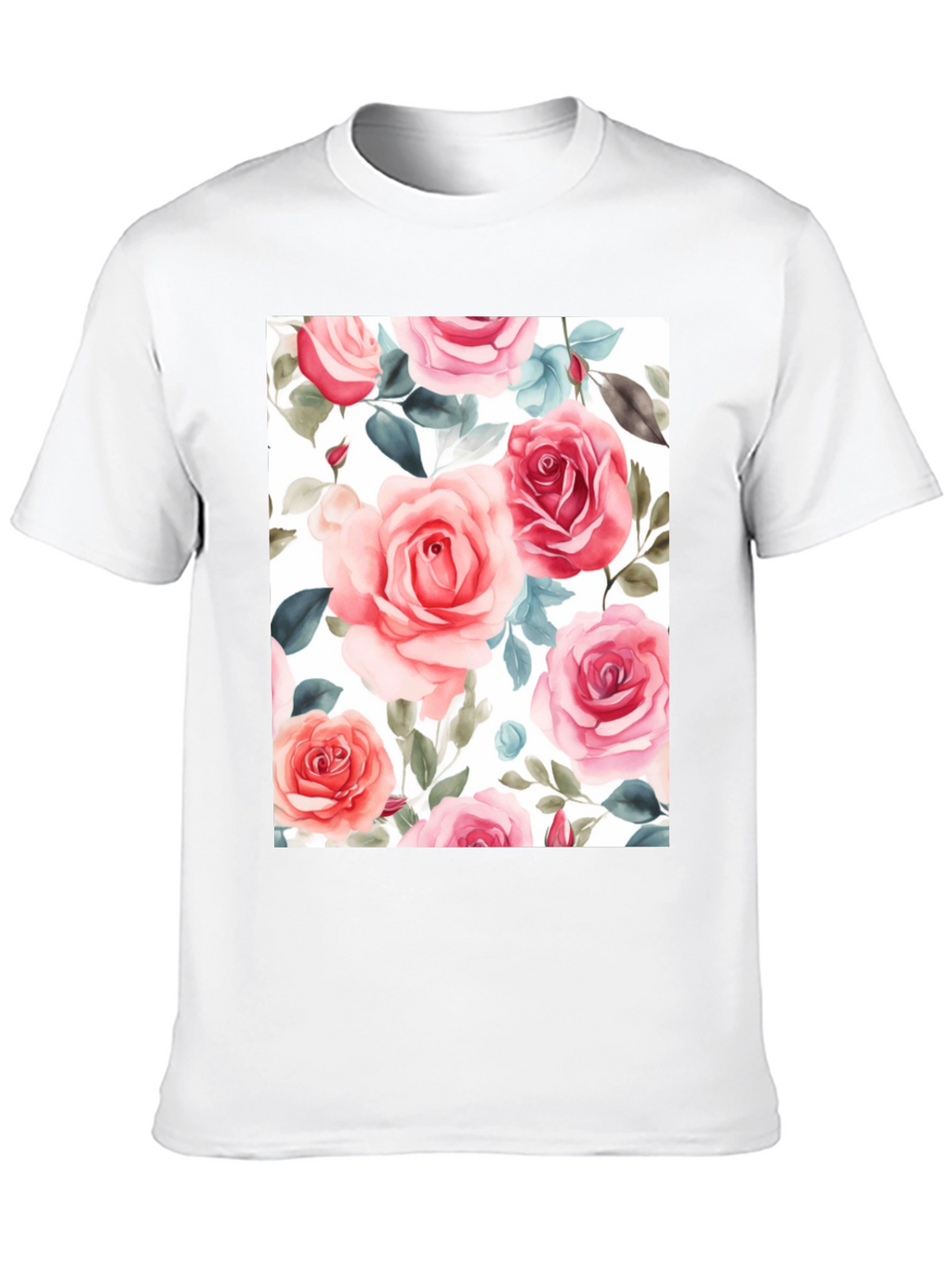 Floral Rose Print Black T-Shirt