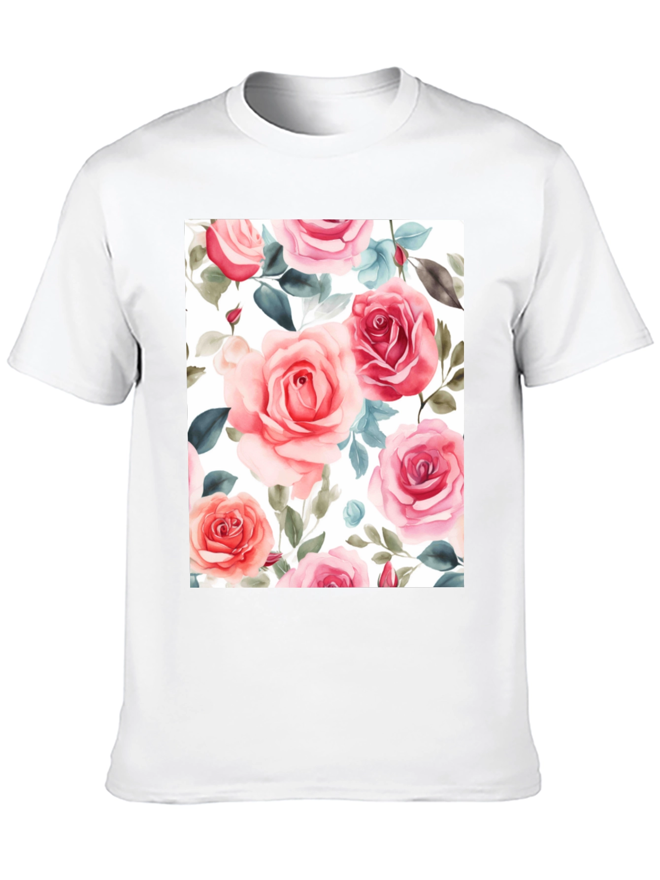 Floral Rose Print Black T-Shirt