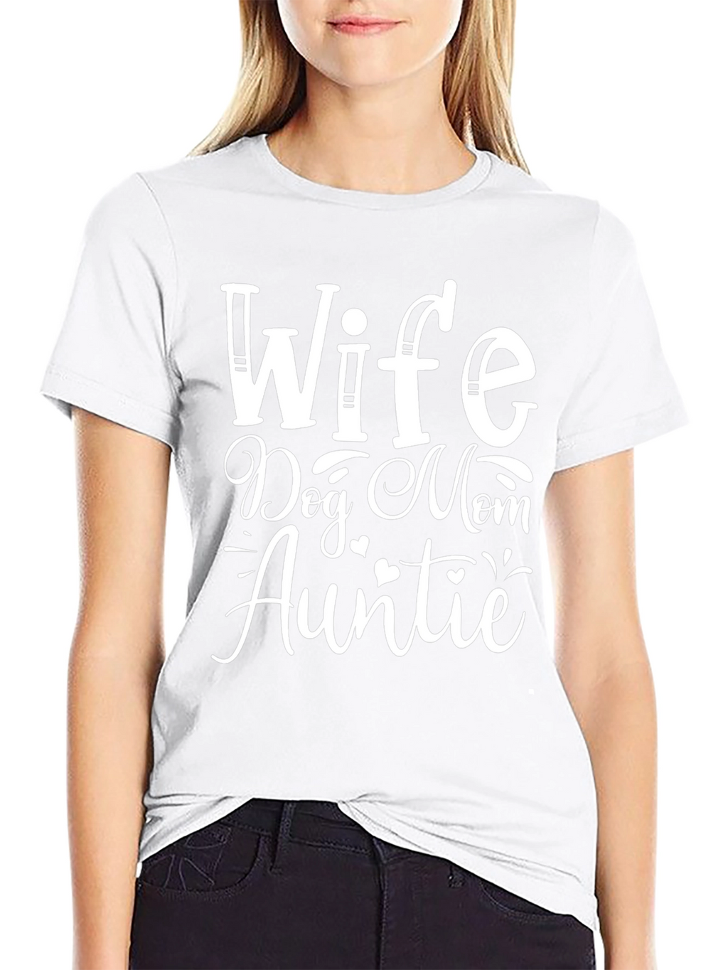 Wife Dog Mom Auntie Black T-Shirt