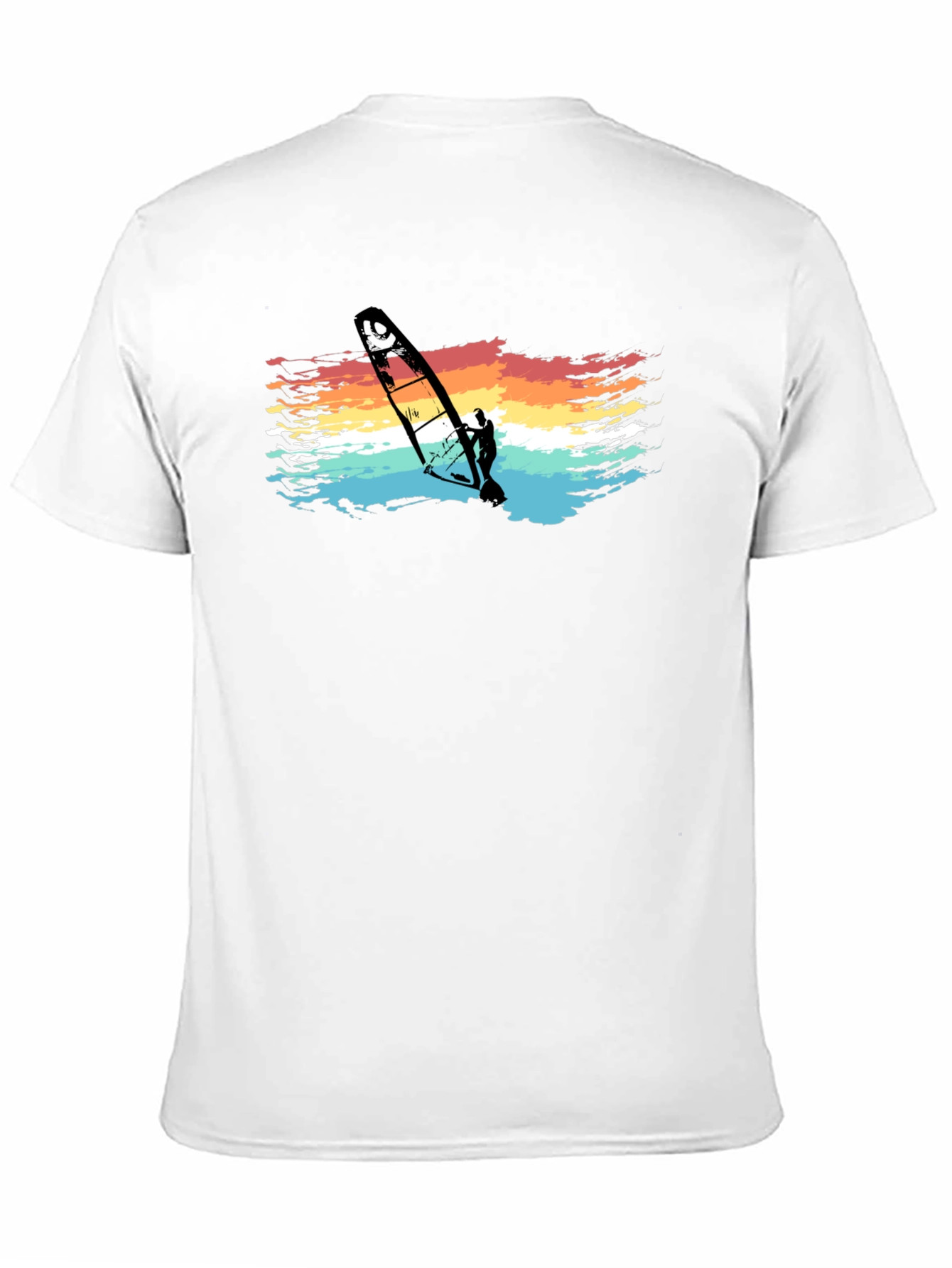 Retro Windsurfer Graphic Tee - Black Cotton T-Shirt