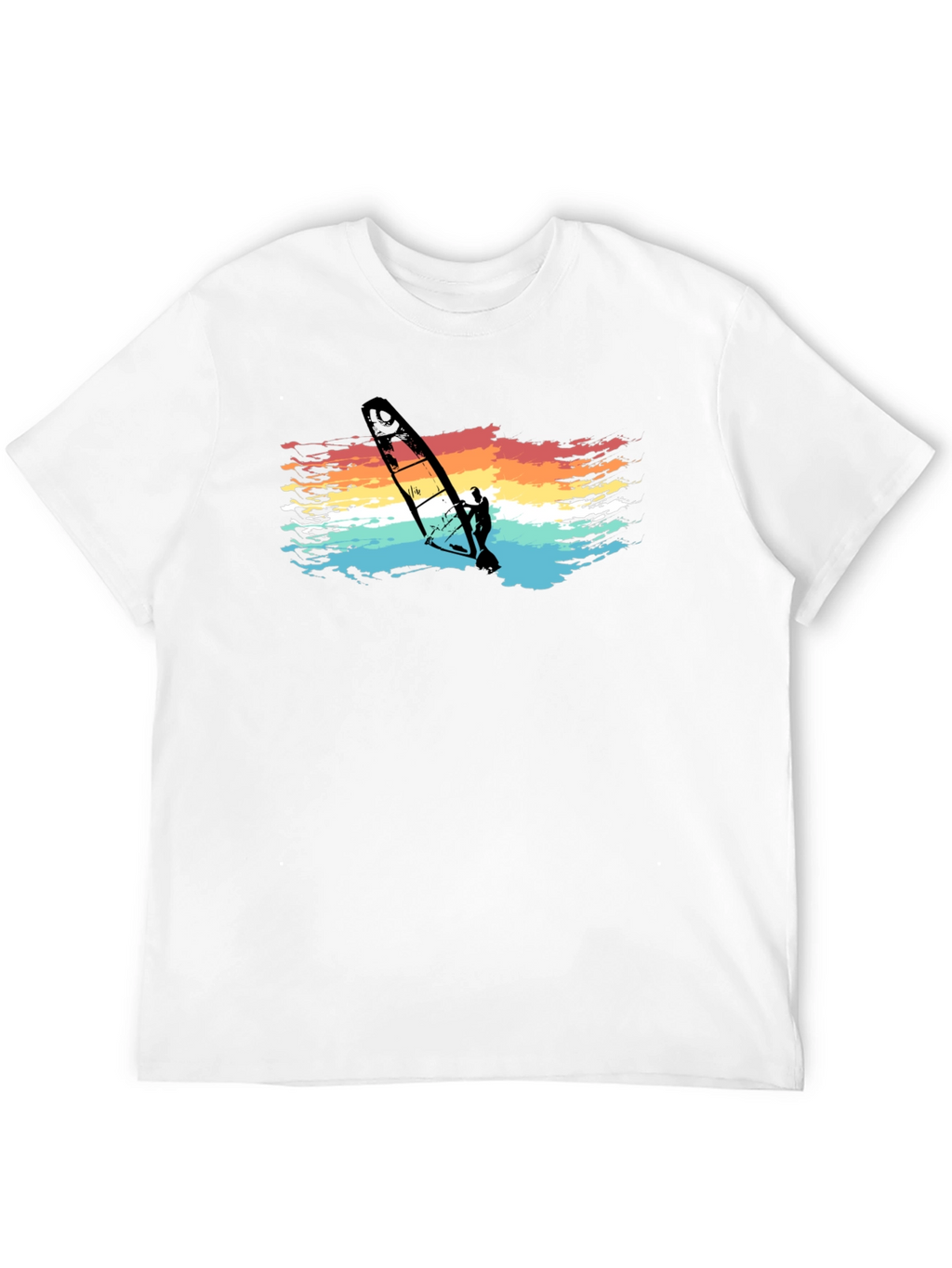 Retro Windsurfer Graphic Tee - Black Cotton T-Shirt