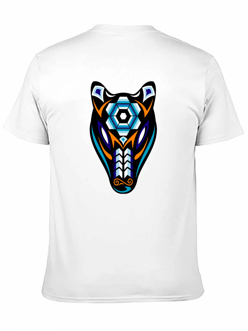Geometric Wolf Graphic Tee - Black Cotton Blend