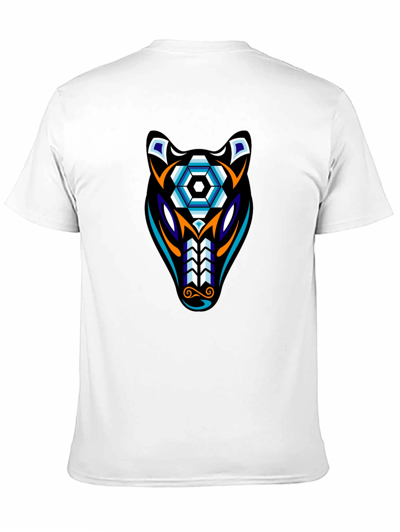 Geometric Wolf Graphic Tee - Black Cotton Blend