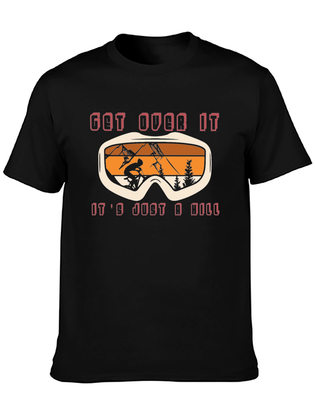 Get Over It Skiing T-Shirt Black Cotton Graphic Tee