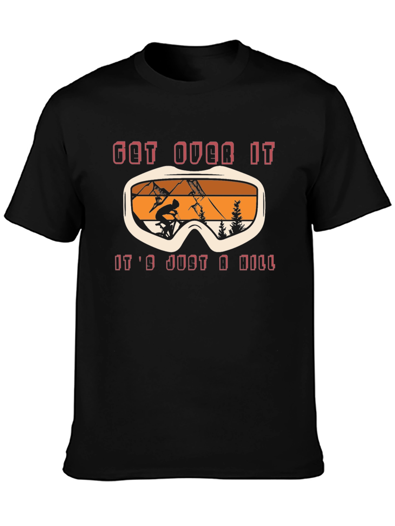 Get Over It Skiing T-Shirt Black Cotton Graphic Tee