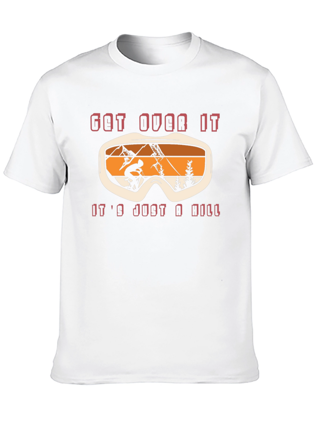 Get Over It Skiing T-Shirt Black Cotton Graphic Tee