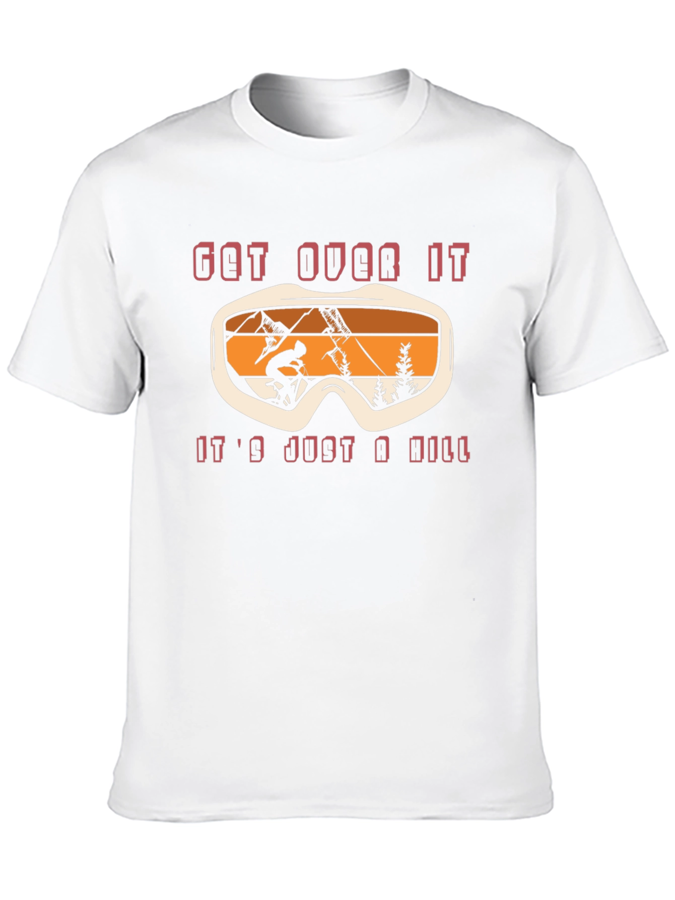 Get Over It Skiing T-Shirt Black Cotton Graphic Tee