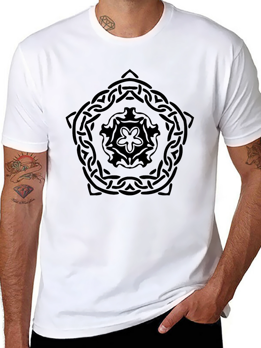 Celtic Knot Mandala Graphic Black T-Shirt