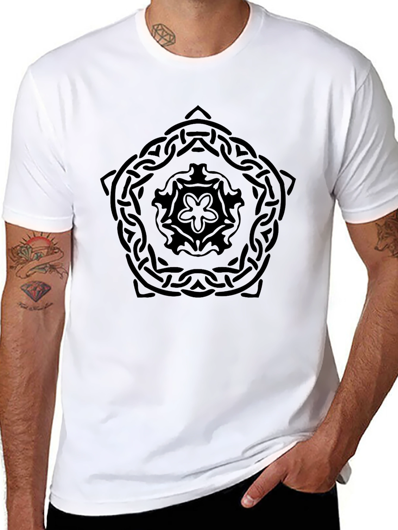 Celtic Knot Mandala Graphic Black T-Shirt