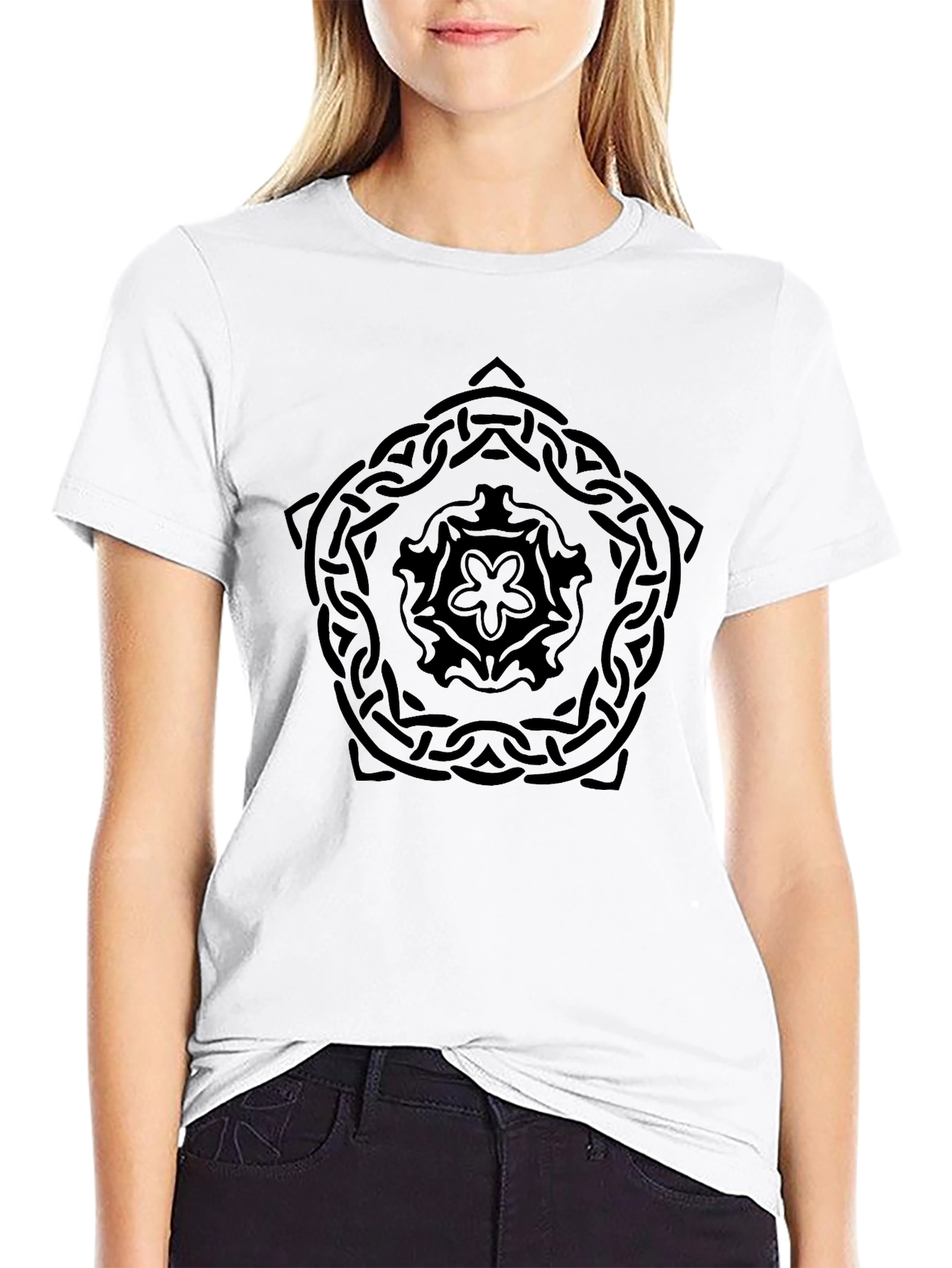 Celtic Knot Mandala Graphic Black T-Shirt