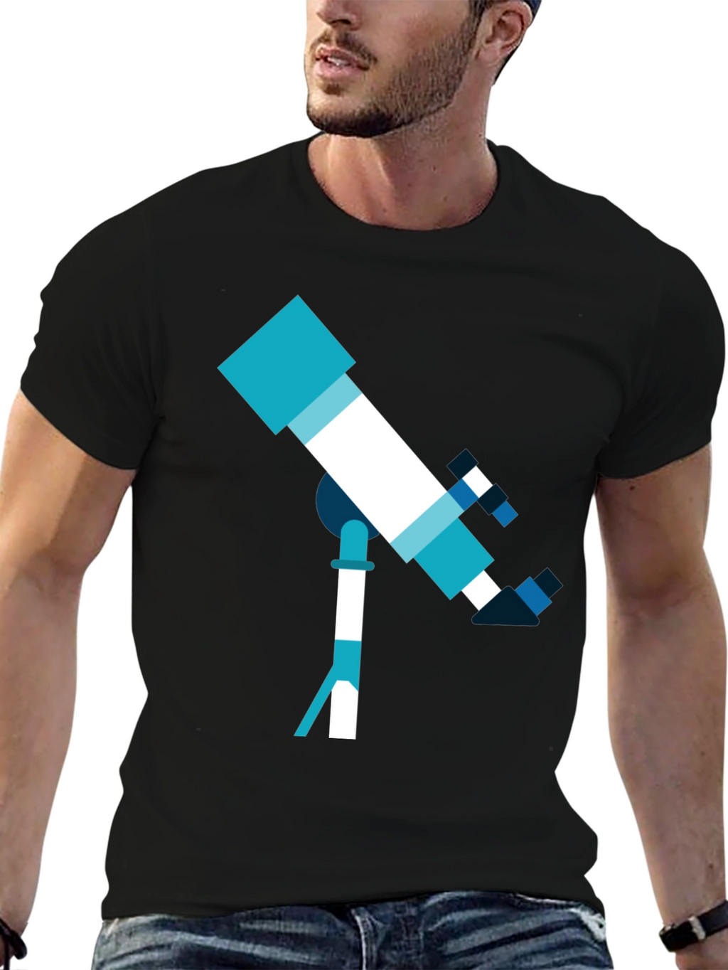 Telescope Graphic Tee - Space Exploration Shirt
