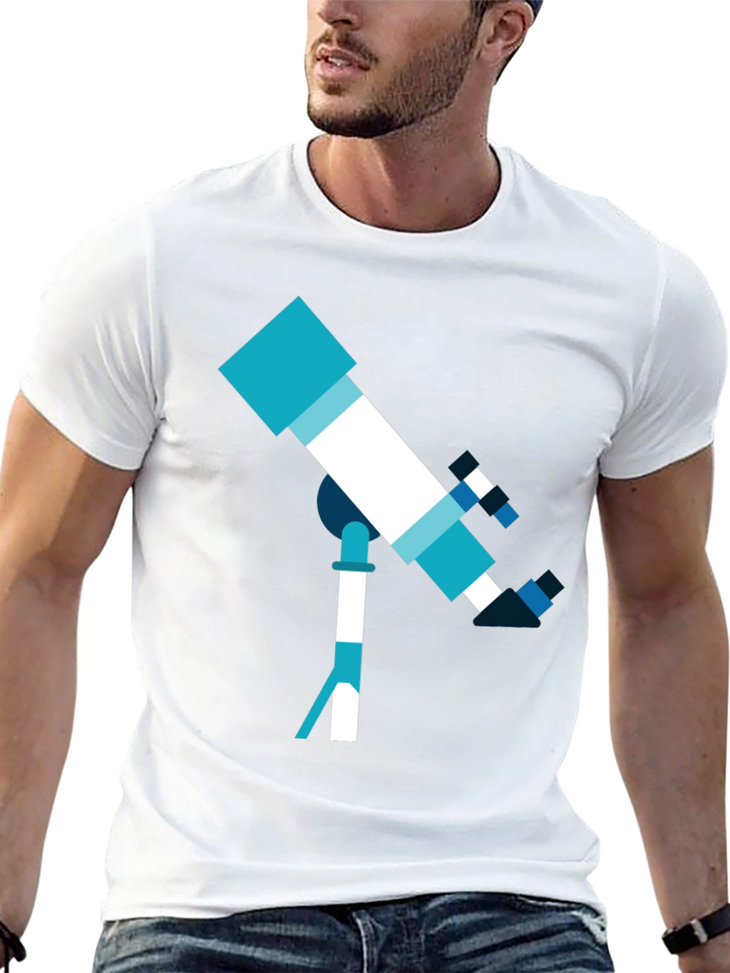 Telescope Graphic Tee - Space Exploration Shirt