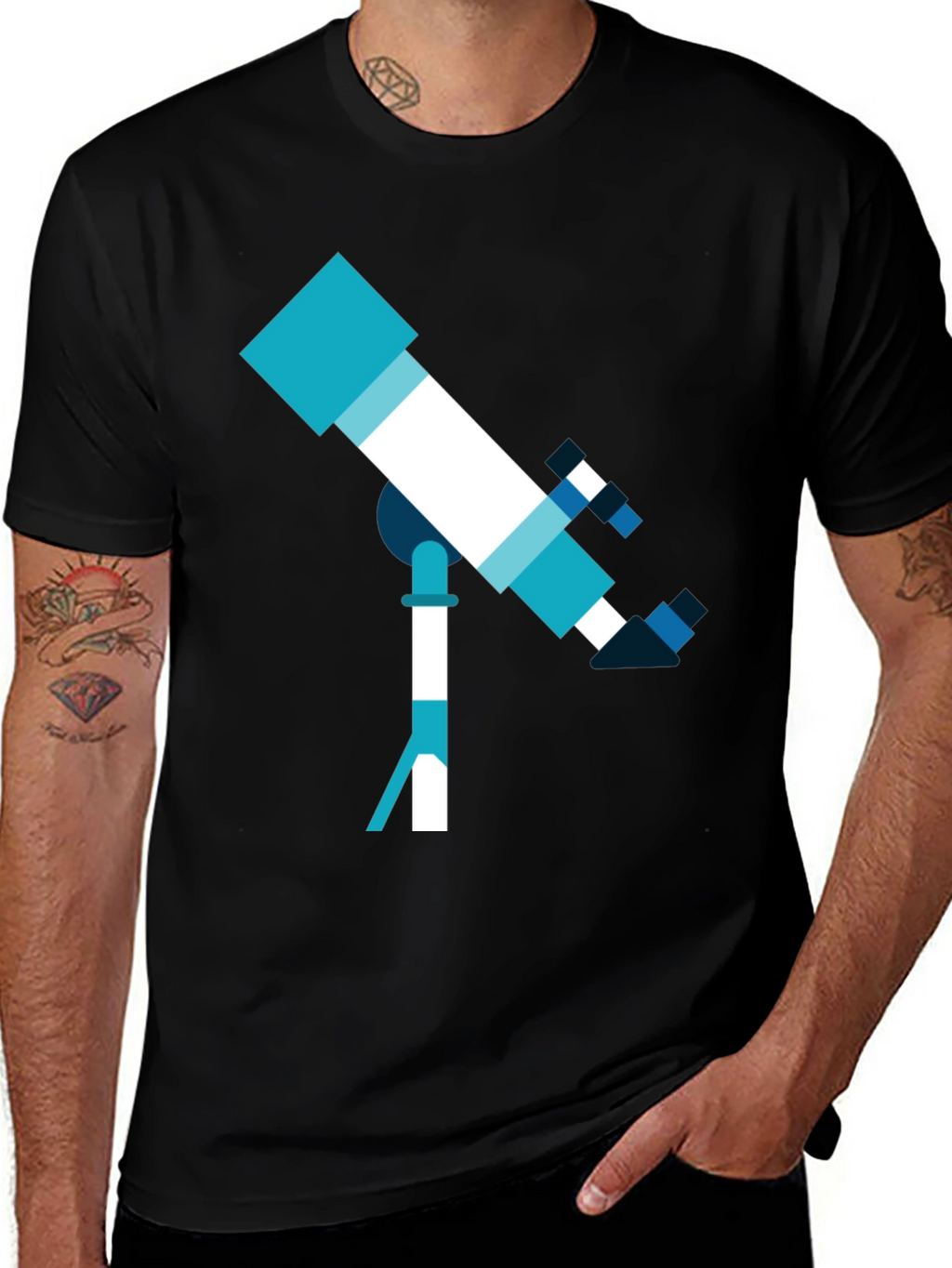 Telescope Graphic Tee - Space Exploration Shirt