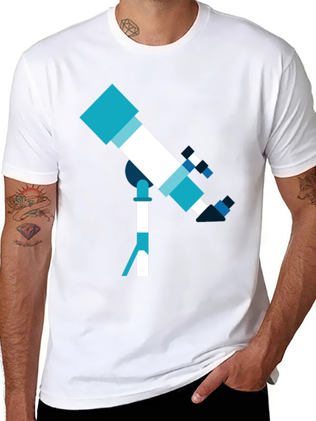 Telescope Graphic Tee - Space Exploration Shirt