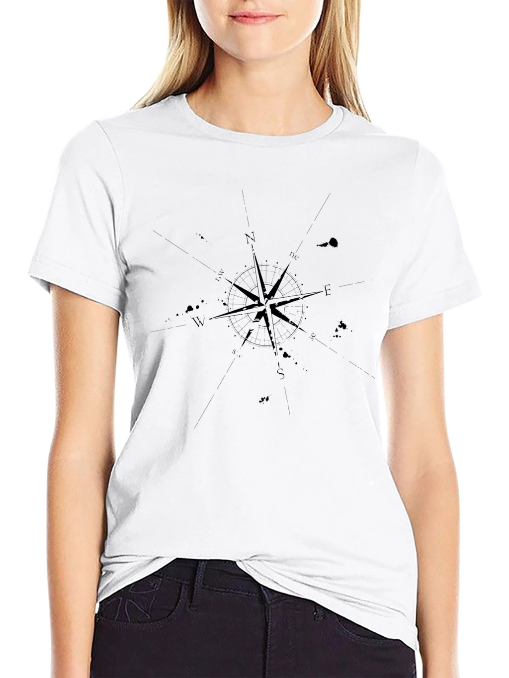 Compass Rose Graphic Black T-Shirt