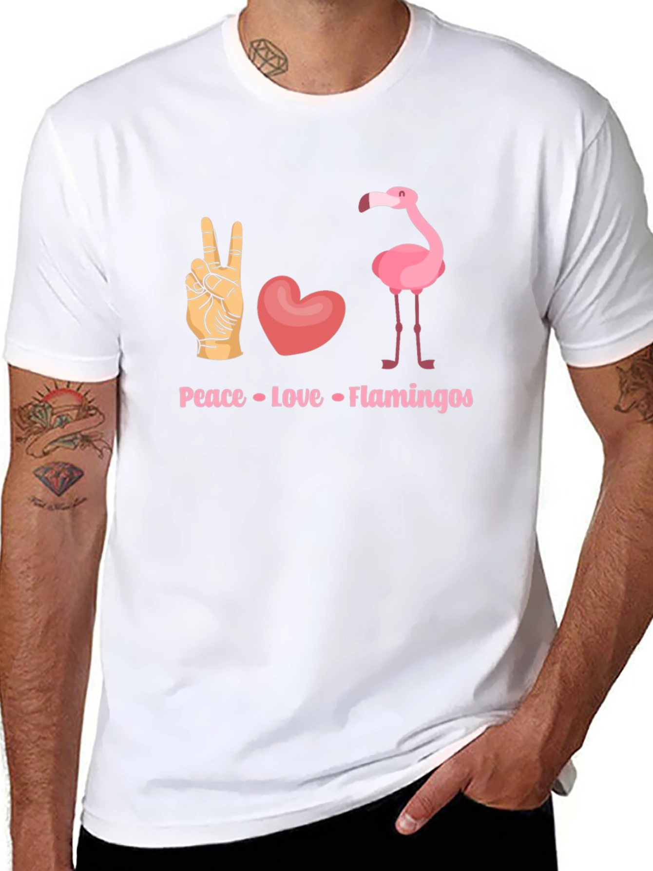 Peace Love Flamingos Graphic T-Shirt