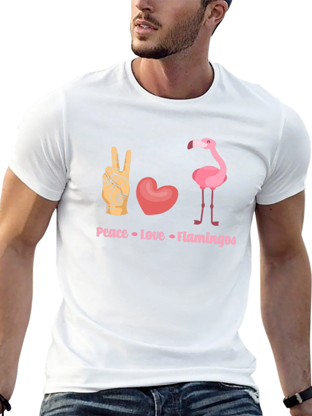 Peace Love Flamingos Graphic T-Shirt