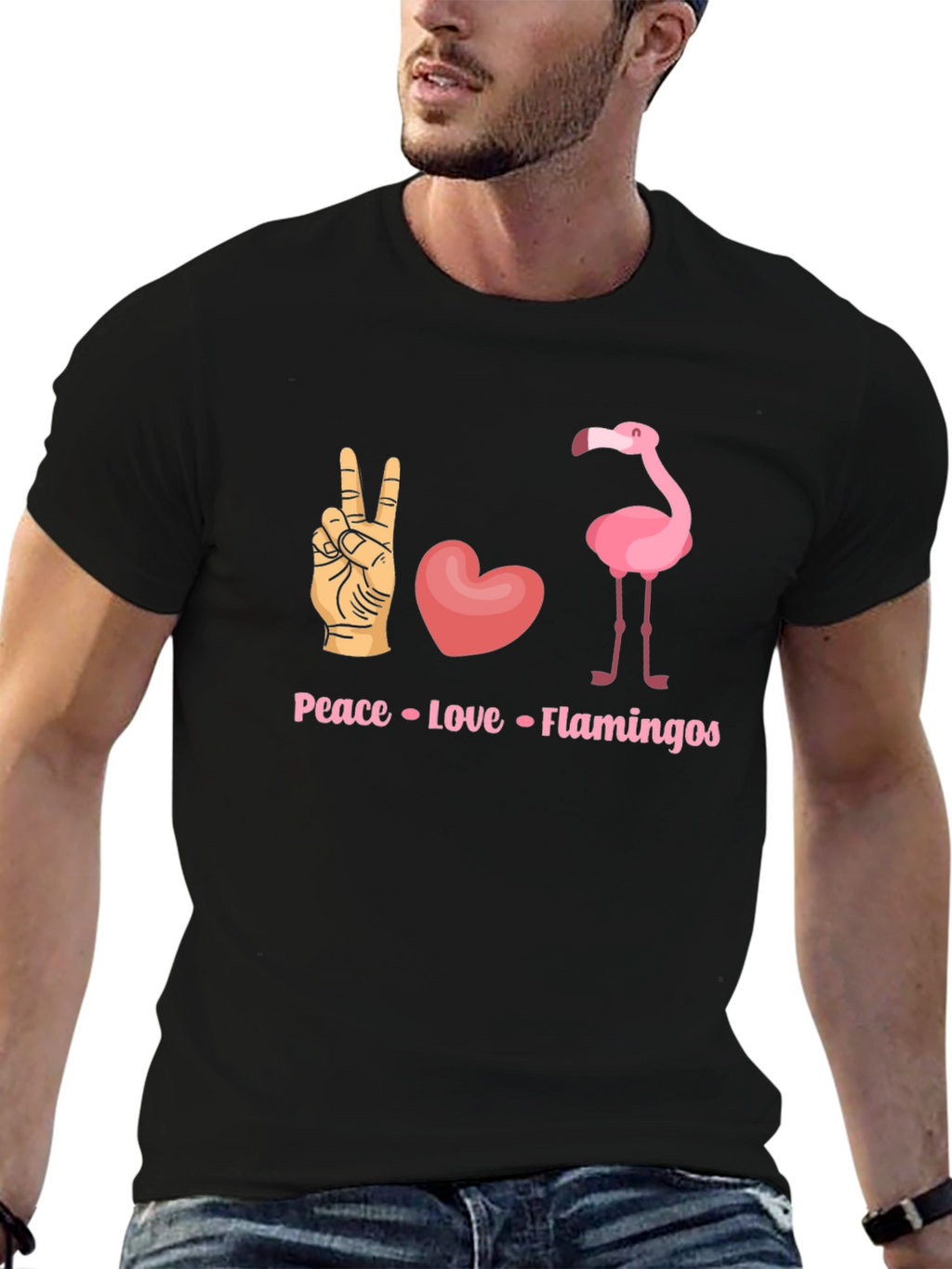 Peace Love Flamingos Graphic T-Shirt
