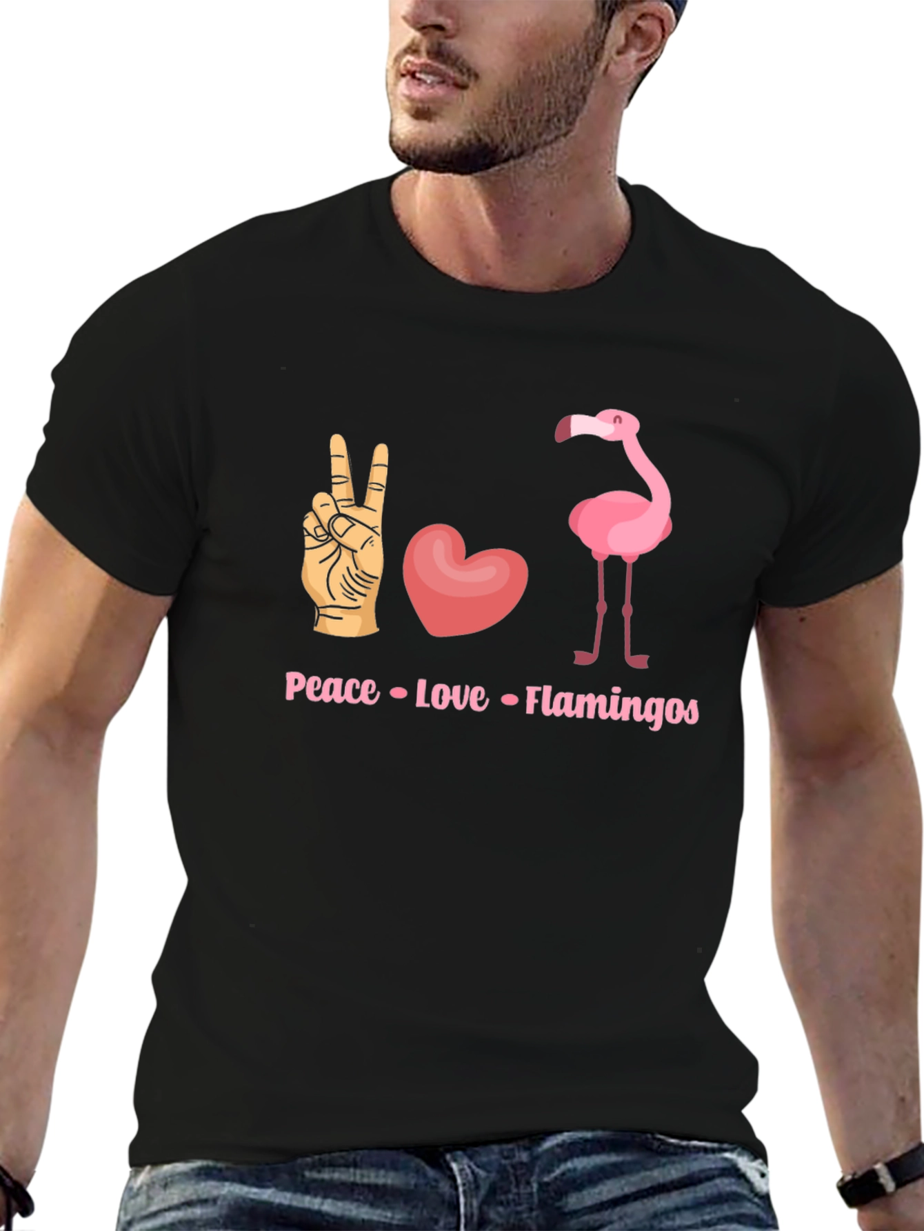 Peace Love Flamingos Graphic T-Shirt