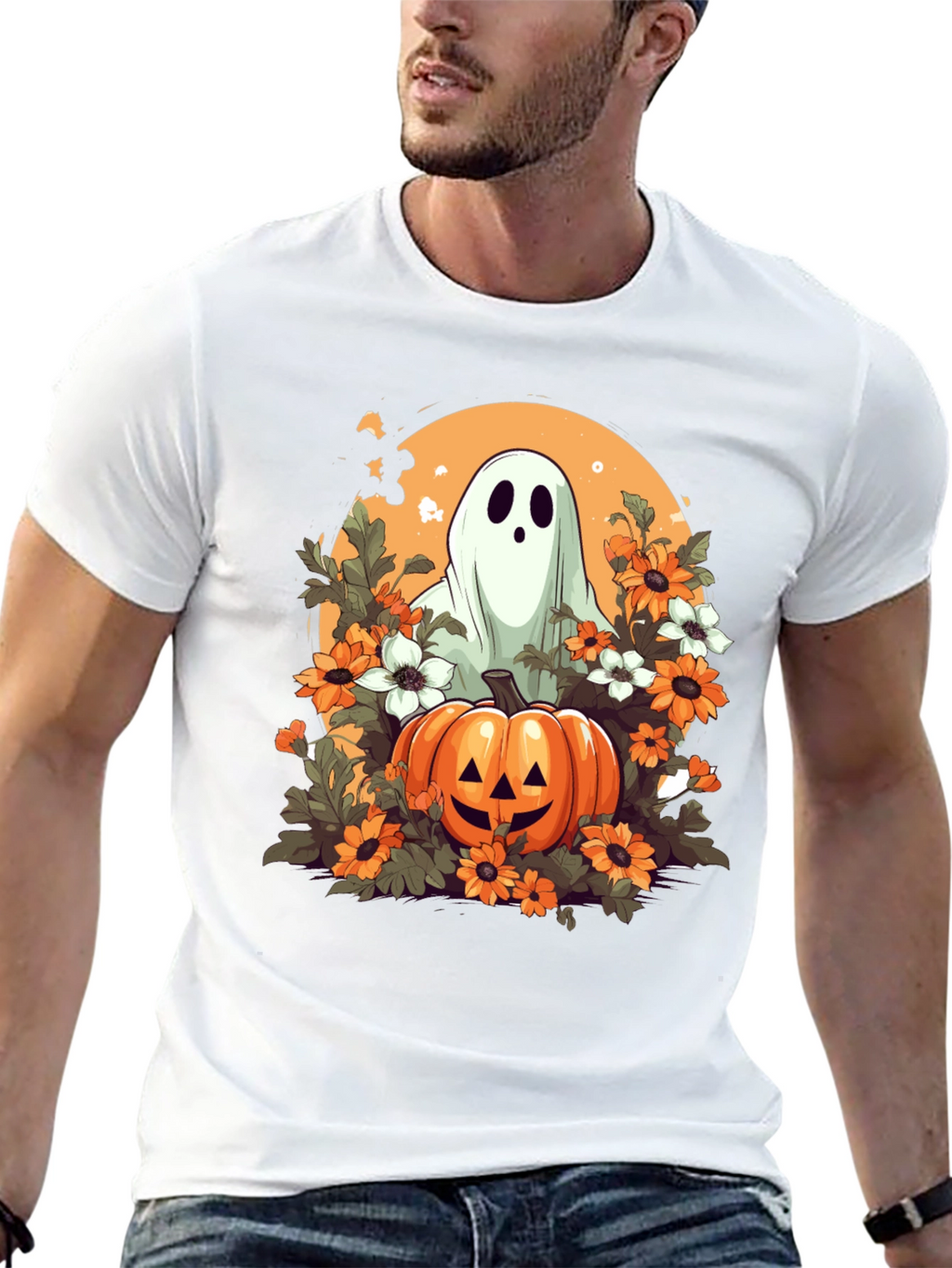 Halloween Ghost & Pumpkin Graphic Tee