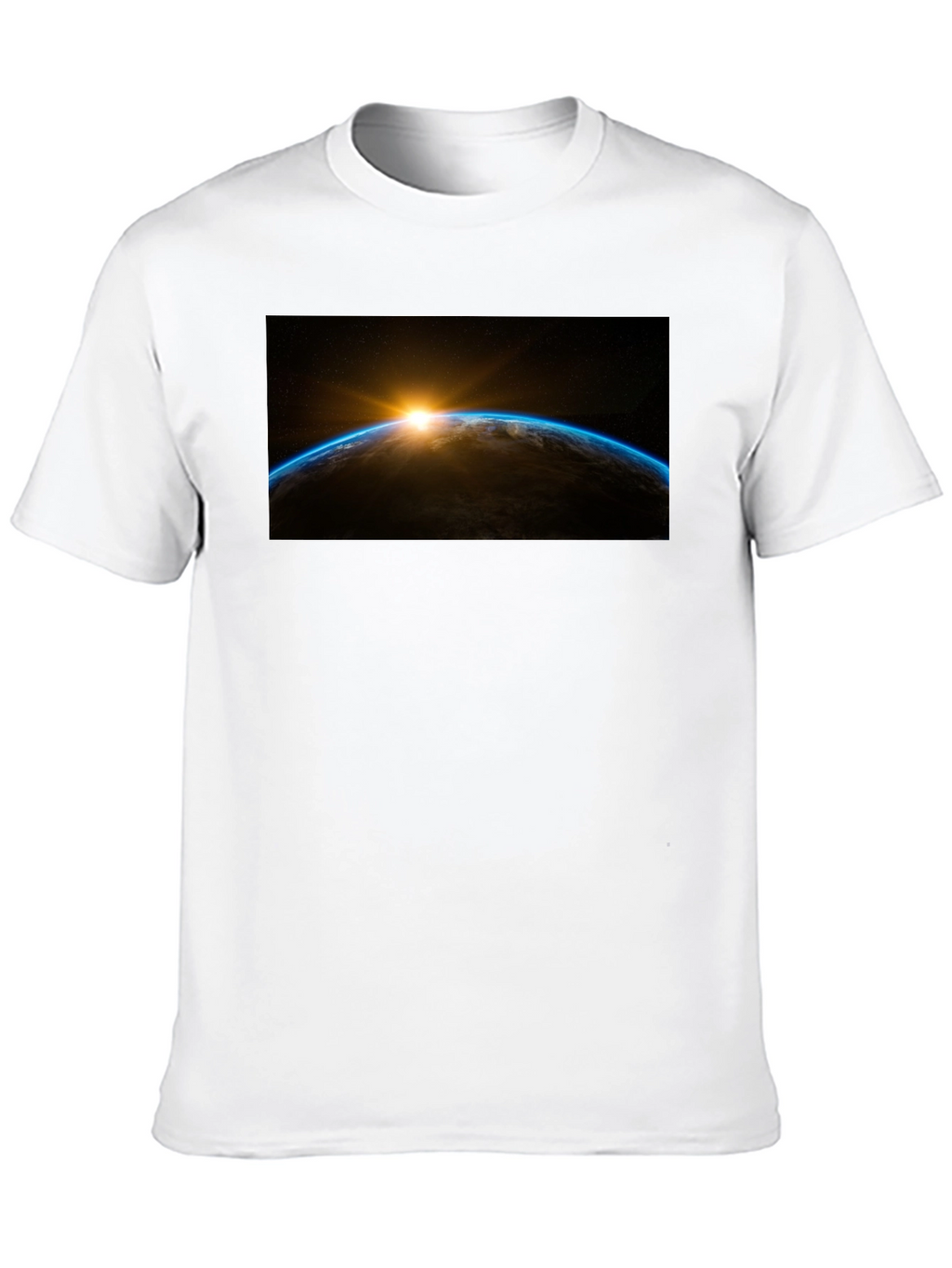 Sunrise Earth Graphic Tee - Black Cotton T-Shirt