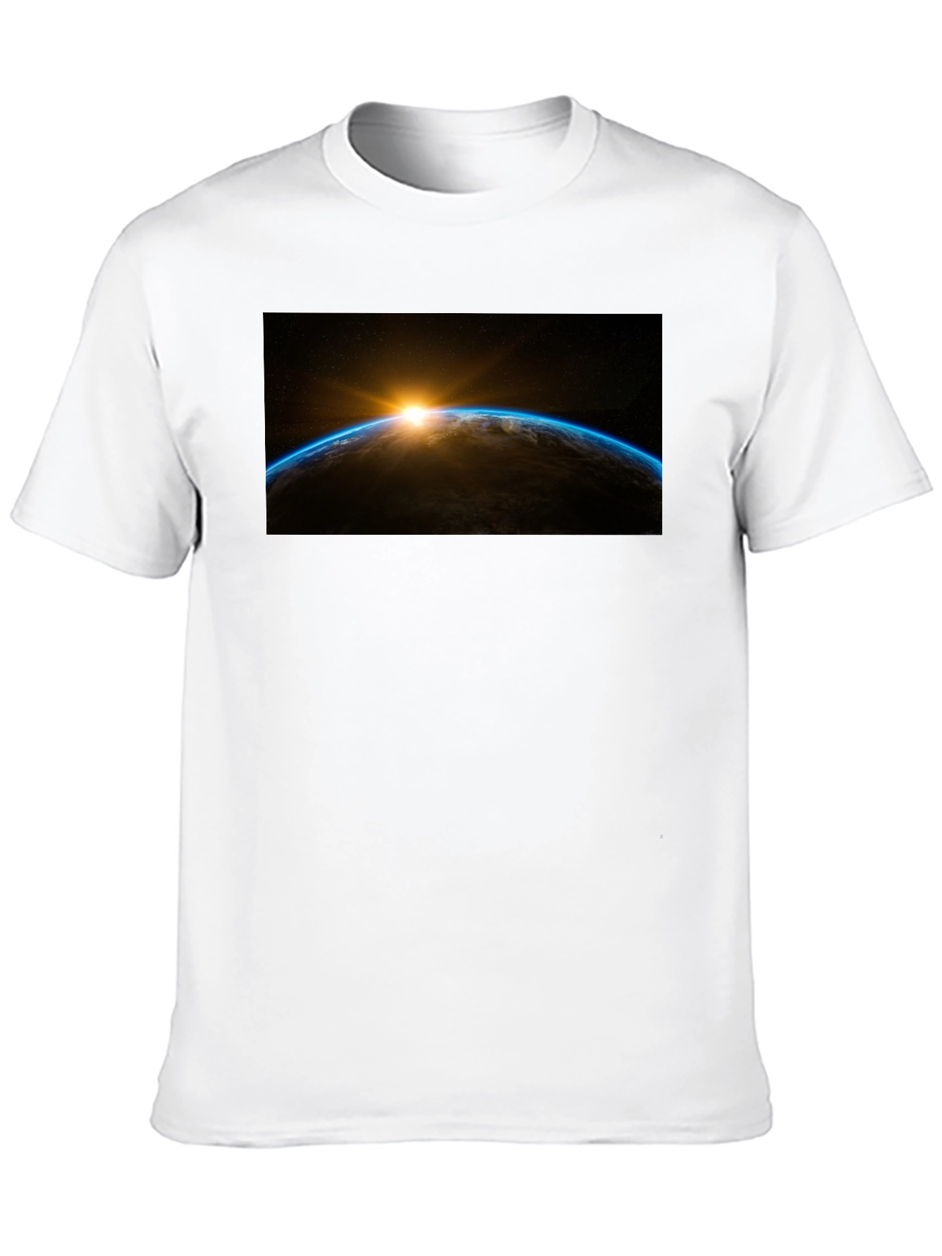 Sunrise Earth Graphic Tee - Black Cotton T-Shirt