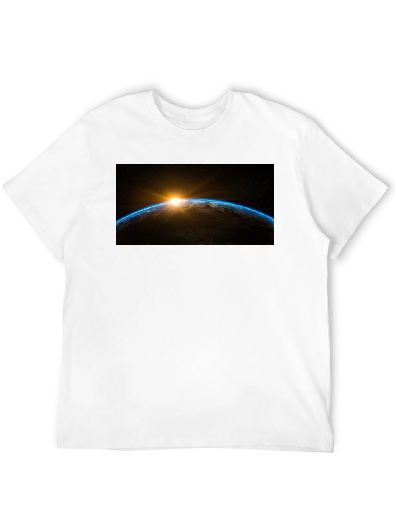 Sunrise Earth Graphic Tee - Black Cotton T-Shirt