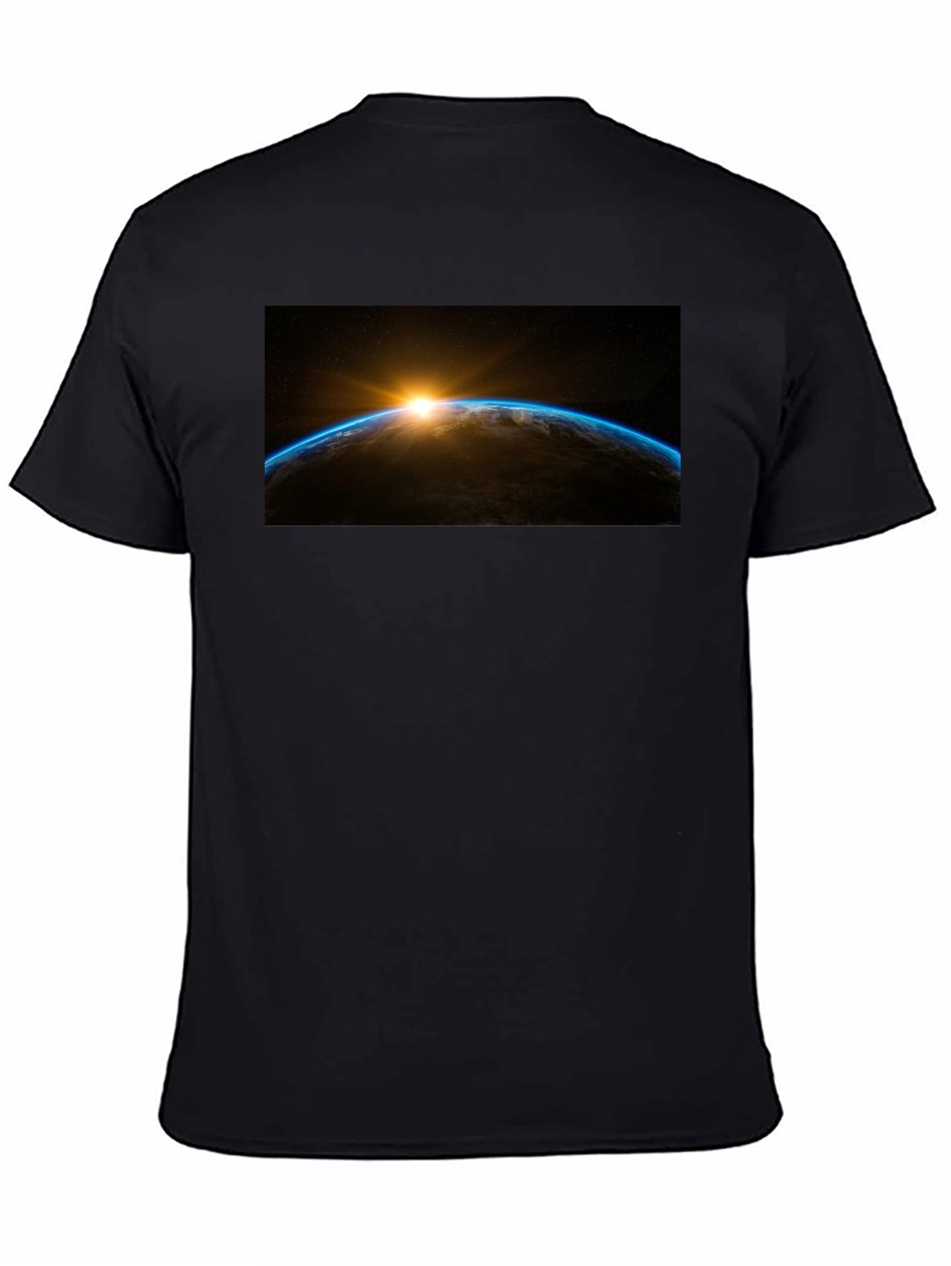 Sunrise Earth Graphic Tee - Black Cotton T-Shirt