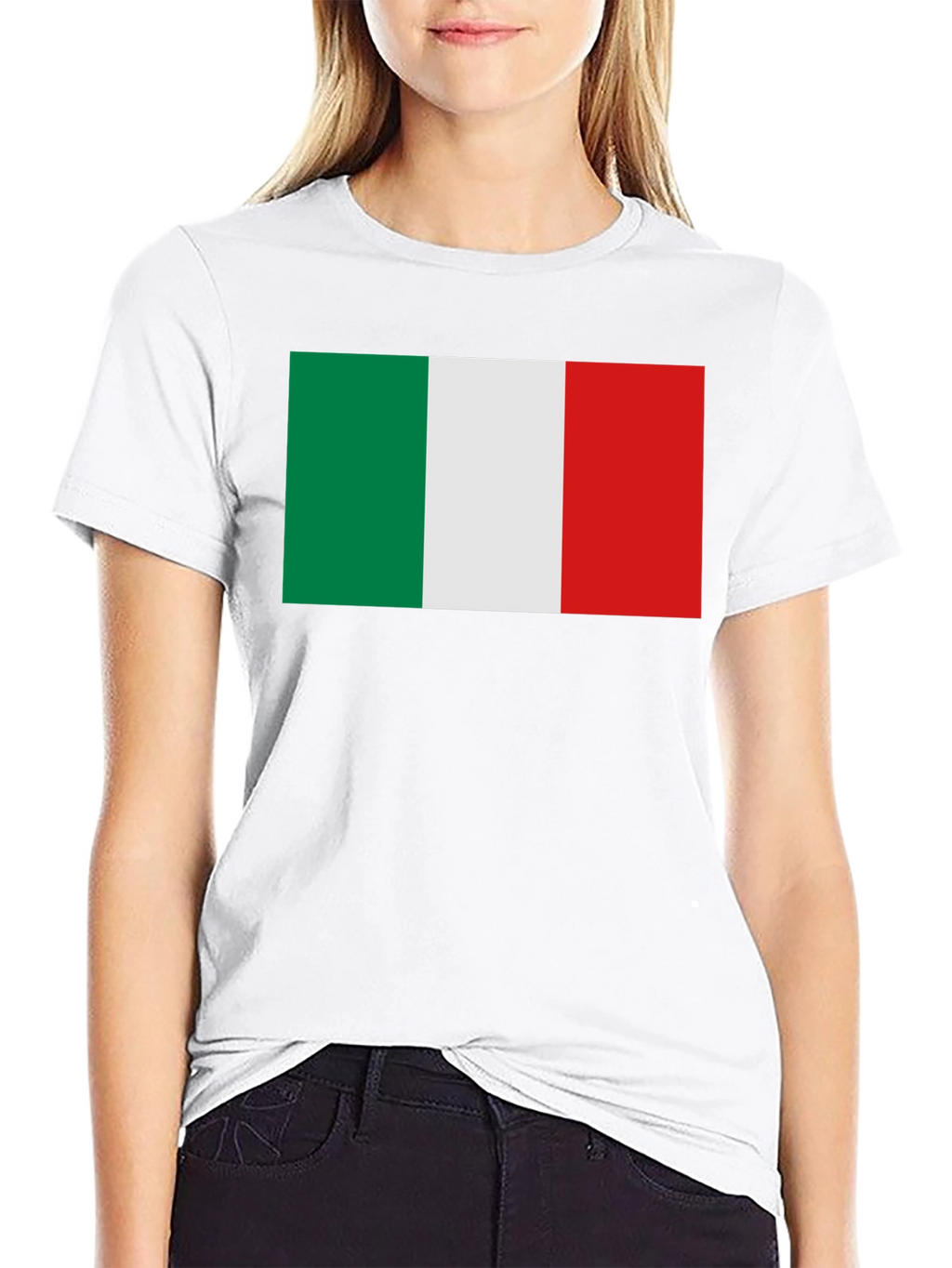 Italian Flag Graphic Tee - Black Crewneck T-Shirt