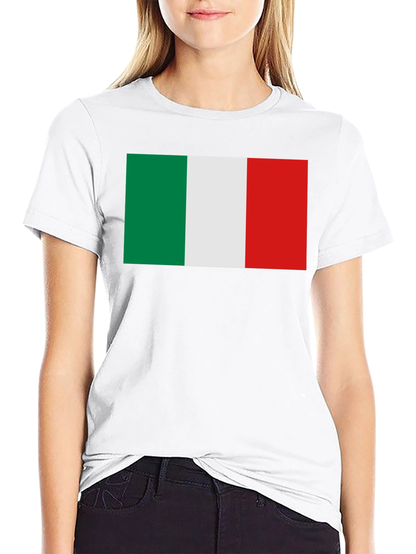 Italian Flag Graphic Tee - Black Crewneck T-Shirt